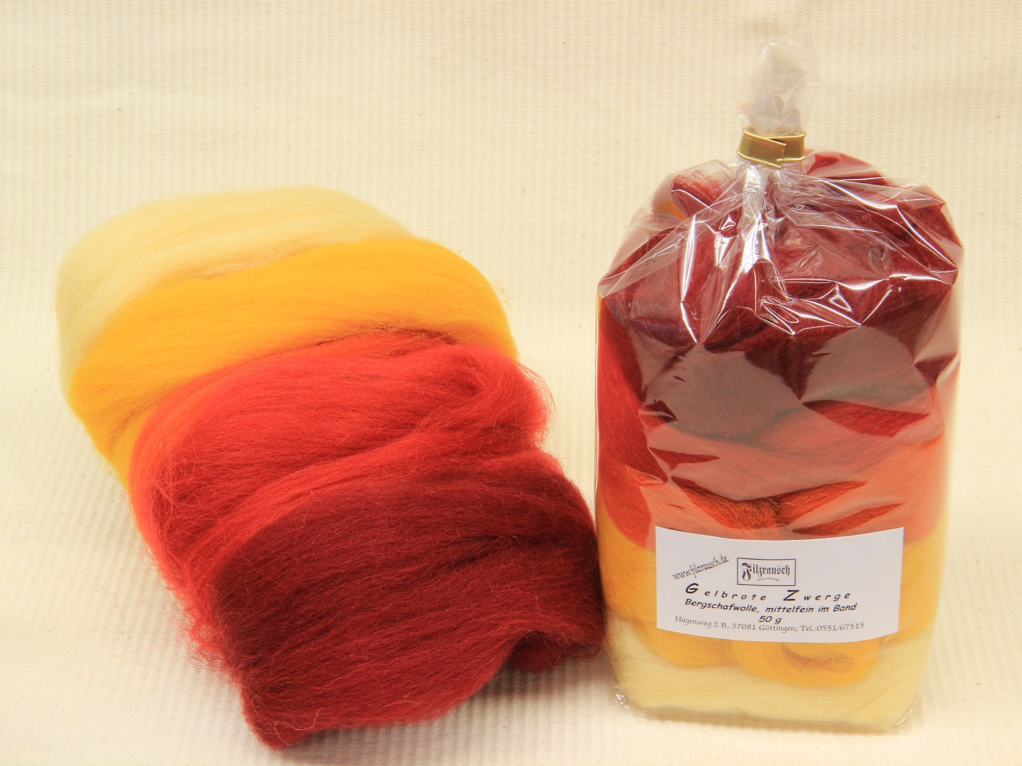 Bergschaf Mix - Gelbrote Zwerge (gelb-rot) mittelfein 50 g im Band