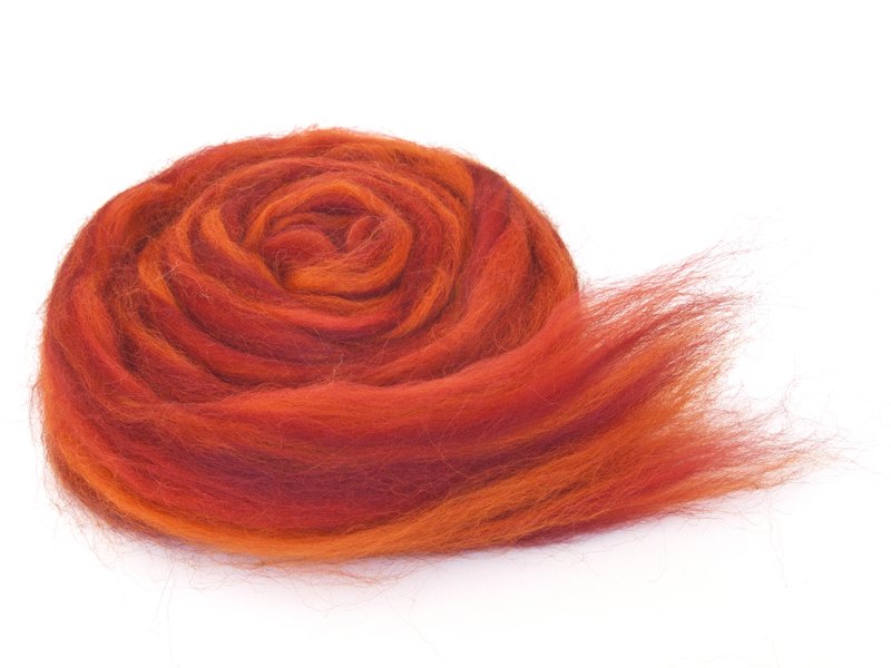 Bergschaf-Melange (bunt) - blutorange mittelfein im Band