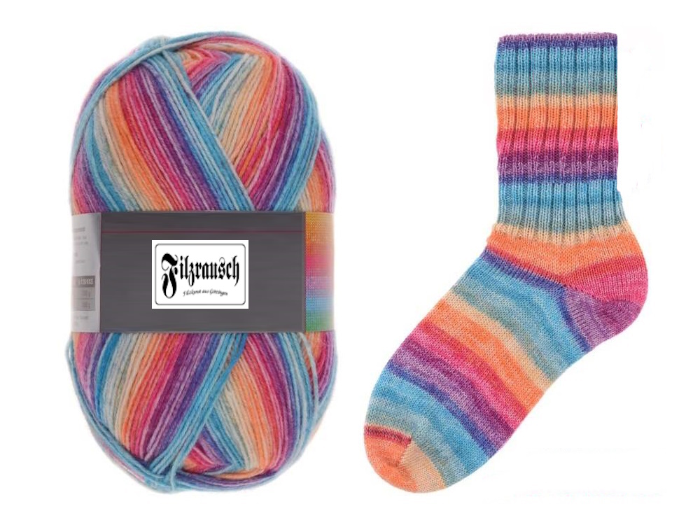 Sockengarn rainbow 48-72b, 420m 75%Wolle - 25% Polyamid - 100g