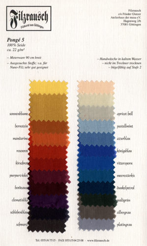 Farbmusterkarte Pongé 5 - bunt 90 cm