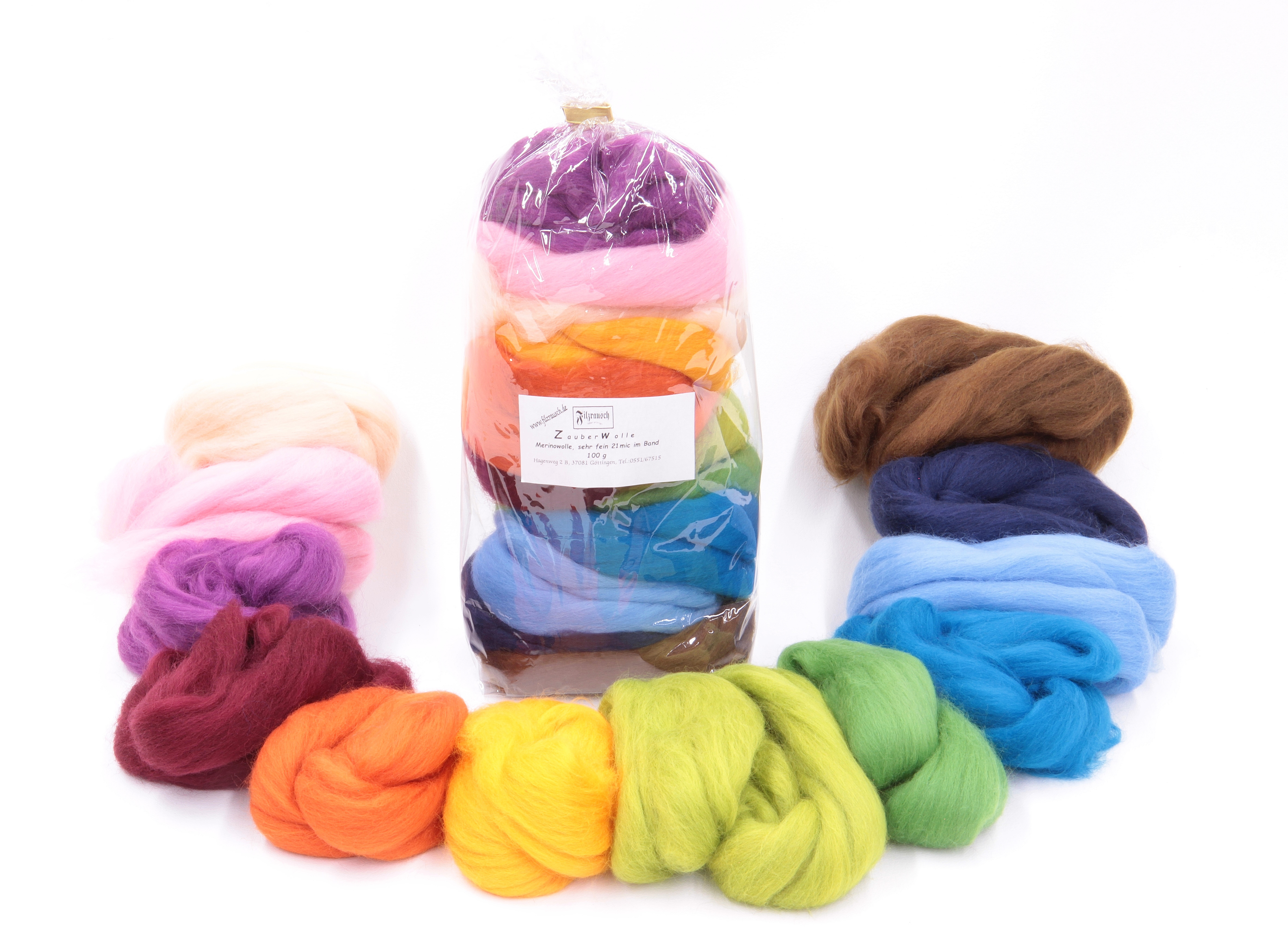 Zauberwolle - gemischt sehr fein  21mic 100 g im Band