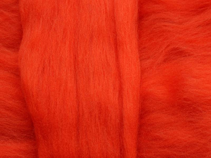 Merinowolle - zinnoberorange superfein 16 mic im Band
