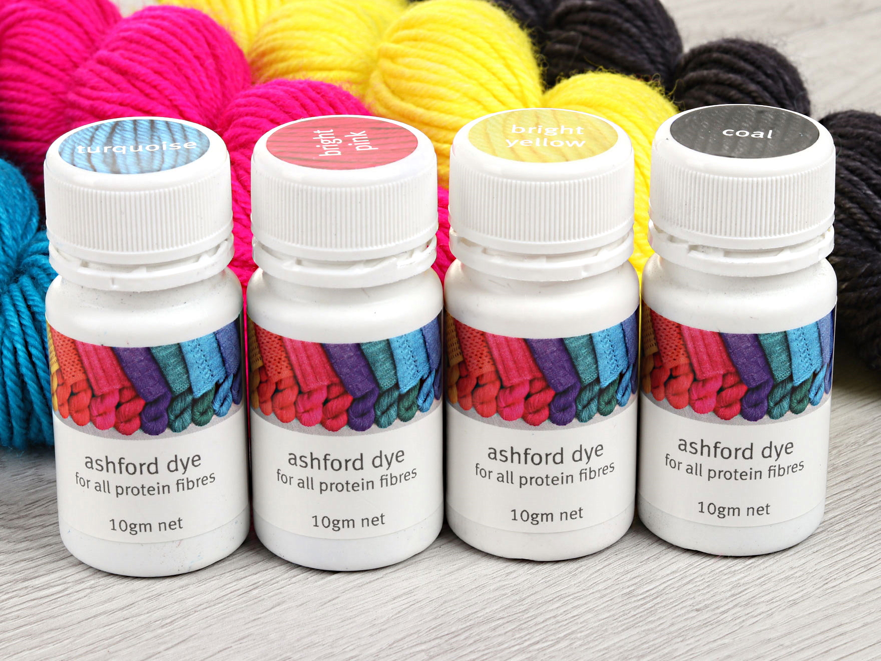 Ashford Proteinfarben-Set 4x 10g APD4PK für Wolle Polyamid und Seide