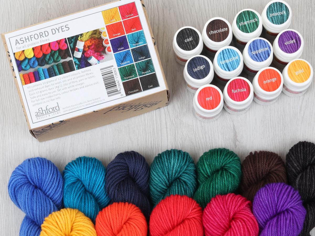 Ashford Proteinfarbe Färbeset 12x10g APD12PK für Wolle Polyamid und Seide